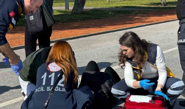 Samsun'da scooterdan düşen genç kız hastanelik oldu