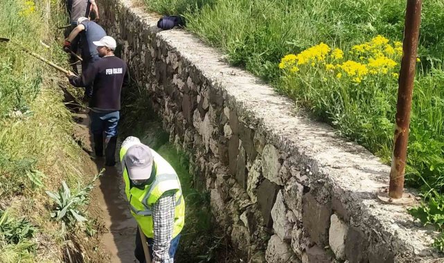 Hisarcık'ta sulama kanalı temizliği