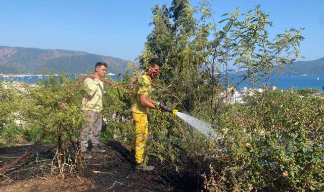 Otluk alandaki yangın ormana sıçramadan söndürüldü