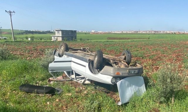 Otomobil takla atarak tarlaya yuvarlandı: 2 yaralı