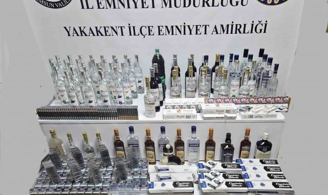 Samsun'da kaçak içki ve sigara ele geçirildi
