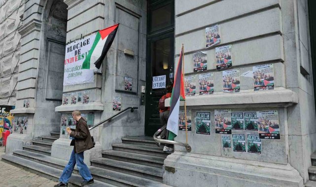 Belçika'daki Liege Üniversitesi'nde Gazze'ye destek gösterisi