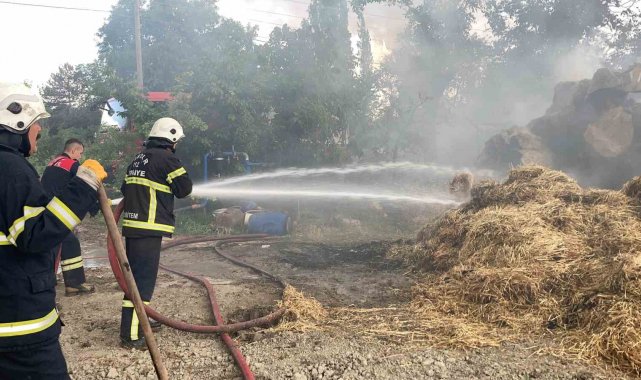 Burdur'da çıkan yangında 3 ton saman balyası yandı
