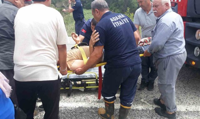 Çapa yaparken ayağını makineye kaptıran adamı itfaiye kurtardı