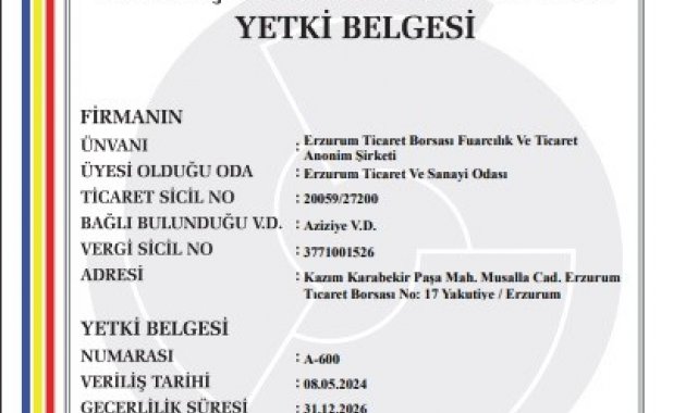 Erzurum'un ilk fuarcılık şirketi Erzurum Ticaret Borsası tarafından kuruldu