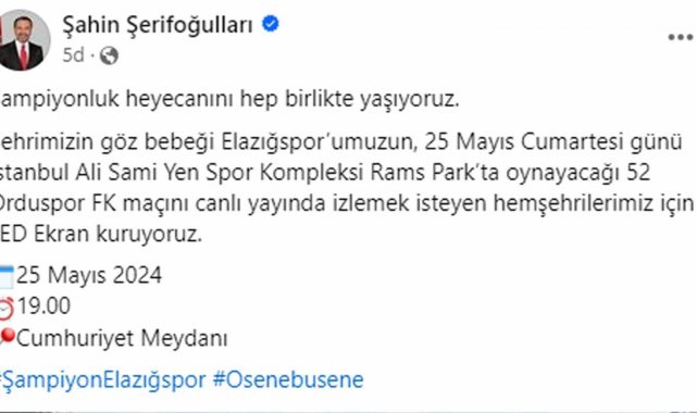 Final maçı için Elazığ'da dev ekran kurulacak