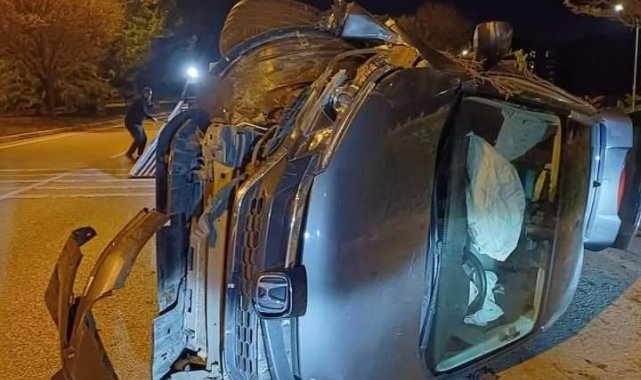 Kontrolden çıkarak takla atan cip kullanılamaz hale geldi