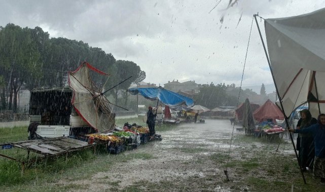 Osmancık'ta sağanak yağış, fırtına ve dolu yağıyı etkili oldu