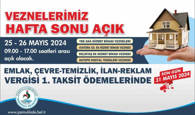 Pamukkale Belediyesi'nde vezneler hafta sonu açık olacak