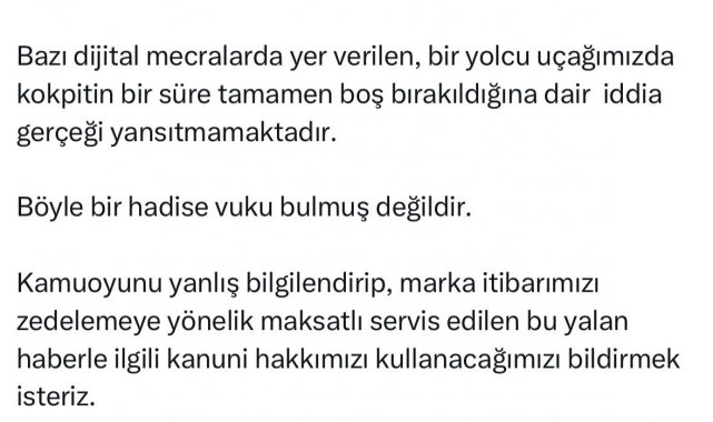 THY'de uçağın kokpitinin bir süre boş kaldığı iddiası gündeme oturdu