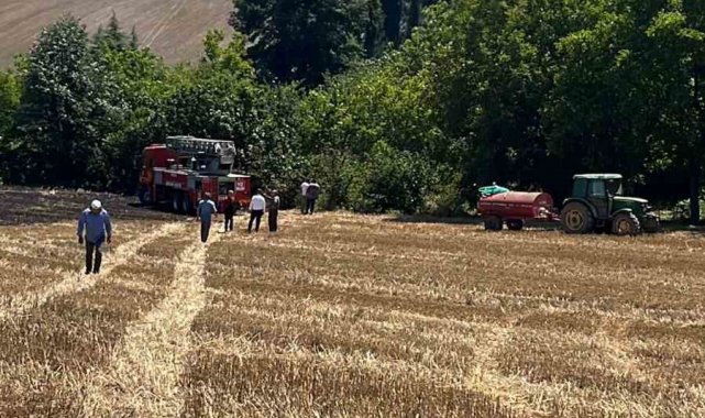 Anız yangını mezarlığa sıçramadan söndürüldü