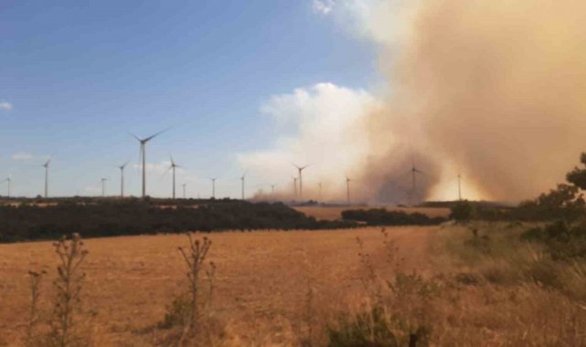 Çanakkale'de tarım arazisinde çıkan yangına müdahale sürüyor
