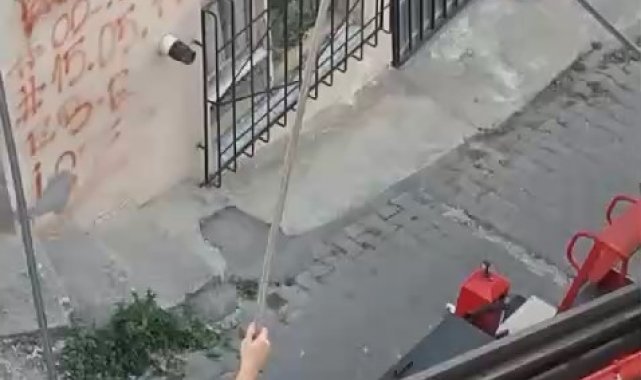 Elektrik kablosunda asılı olan kuşu itfaiye ekipleri kurtardı