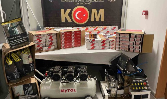 Kütahya'da 19 bin adet içi dolu makaron, 19 kilogram kaçak tütün ele geçirildi