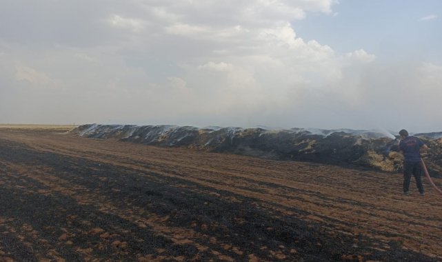 Mardin'de 300 ton saman balyası kül oldu