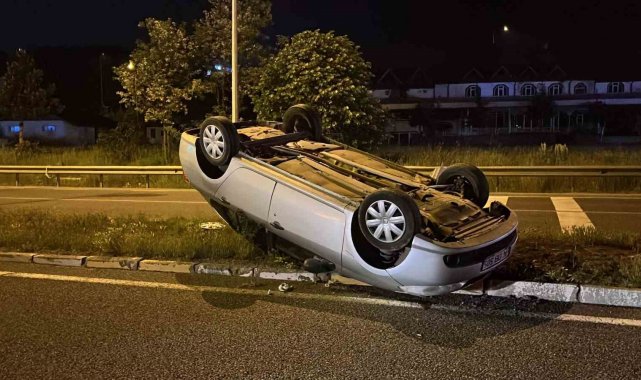 Takla atan otomobilden burnu bile kanamadan çıktı
