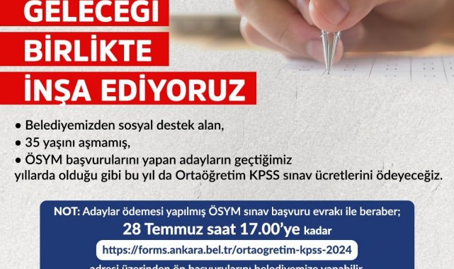 Ankara Büyükşehir, KPSS Ortaöğretim Sınavı'na gireceklerin ücretlerini karşılayacak