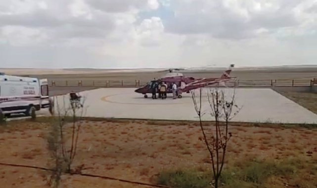 Konya'da hava ambulansı felç geçiren hasta için havalandı