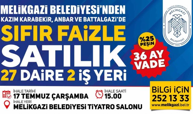Melikgazi Belediyesi'nden ev veya işyeri sahibi olmak isteyenlere büyük fırsat