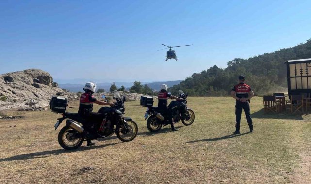 Jandarma ekipleri helikopterli bisiklet faaliyetinde güvenlik önemli aldı