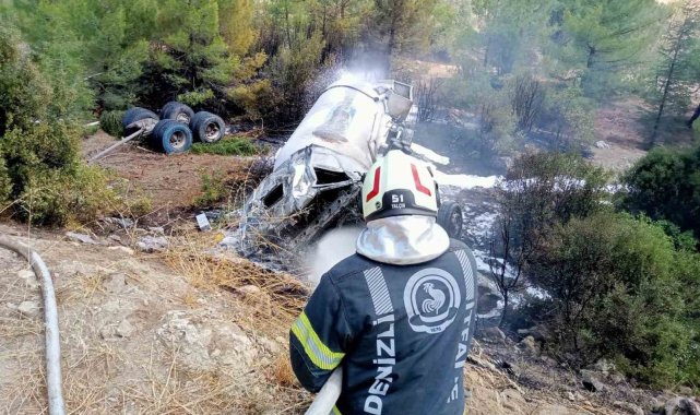 LPG yüklü tanker şarampole devrildi