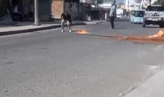 Randıman düşük gelince istediği fiyatı alamayan şahıs fındığını sokak ortasında yaktı