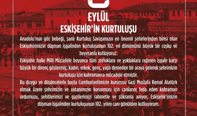 Rektör Şenocak: "Eskişehir'imizin düşman işgalinden kurtuluşunun 102'nci yılını canı gönülden kutluyorum"