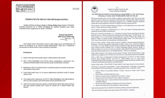 Tarım ve Orman Bakanlığı'ndan MHP'li Ersoy'un önergesine cevap geldi