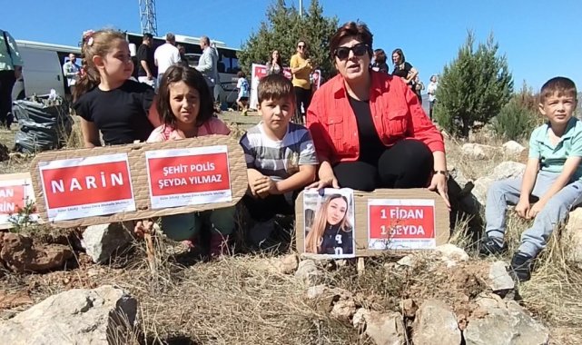 Zile'de şehit polis Yılmaz ve küçük Narin için fidanlar toprakla buluştu