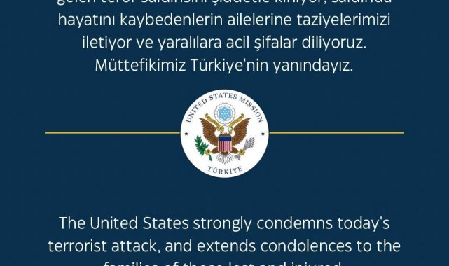 ABD Büyükelçiliği: "Müttefikimiz Türkiye'nin yanındayız"