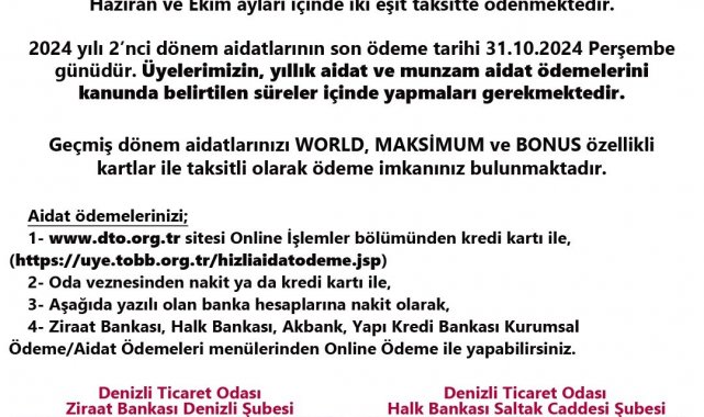 Denizli Ticaret Odasından aidatlarda son hafta uyarısı
