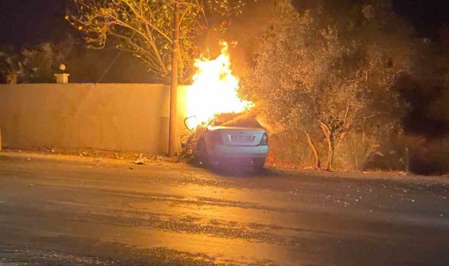 İzmir'de kaza sonrası yanan otomobilin sürücüsü öldü