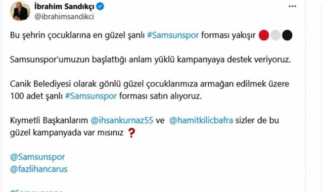 Samsun'da, belediye başkanlarından forma kampanyasına büyük destek