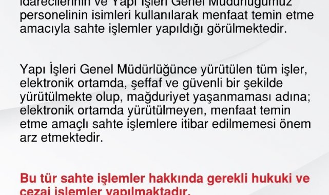 Çevre, Şehircilik ve İklim Değişikliği Bakanlığından dolandırıcılık uyarısı