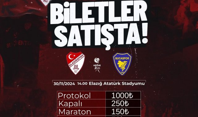 Elazığspor - Bucaspor 1928 maçı biletleri satışta