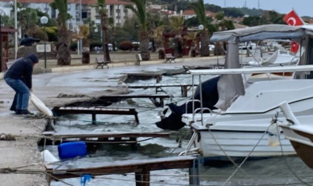 Fırtına Ayvalık'ı vurdu