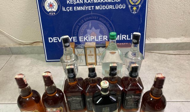 Keşan'da gümrük kaçağı içki ile parfüm ele geçirildi