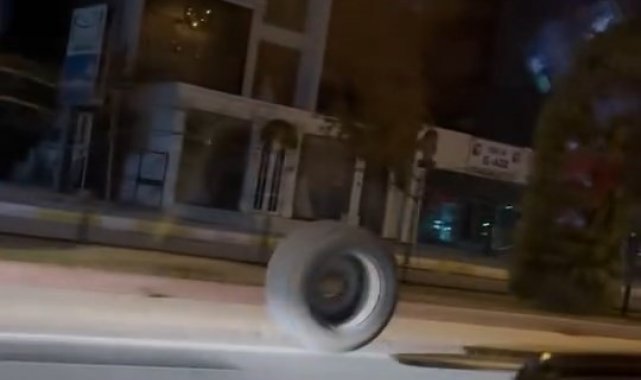 Römorktan çıkan tekerlek, metrelerce yol gitti