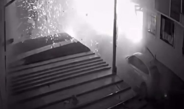 13 kişinin yaralandığı doğal gaz patlaması kamerada