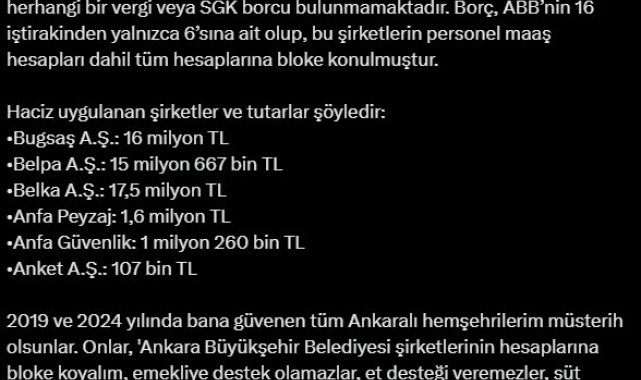 Ankara Büyükşehir Belediye Başkanı Yavaş'tan 'hesaplara bloke' açıklaması