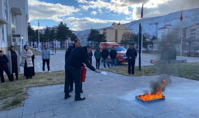 Darende'de yangın söndürme tatbikatı