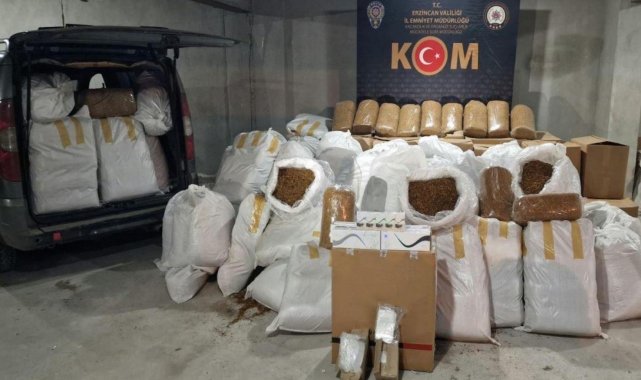 Erzincan'da 2 ton 550 kg kaçak tütün ele geçirildi