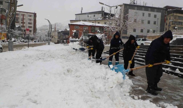 Hakkari Belediyesinin kar timleri görev başında