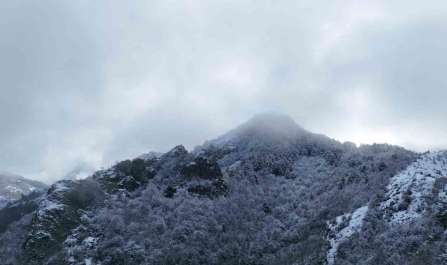 Ilgaz Dağı'nın eteklerinde buluşan kar ve sis mest etti