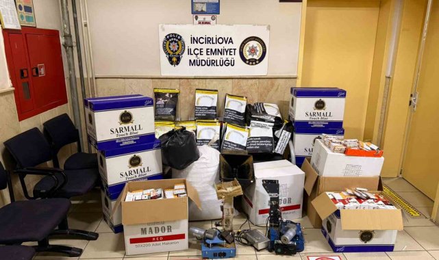 İncirliova'da kaçak sigara üretilen eve baskın yapıldı