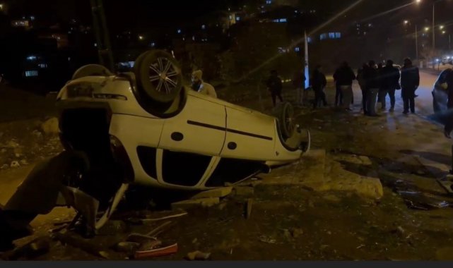 Osmaniye'de park halindeki araca çarpan otomobil takla attı: 1 yaralı