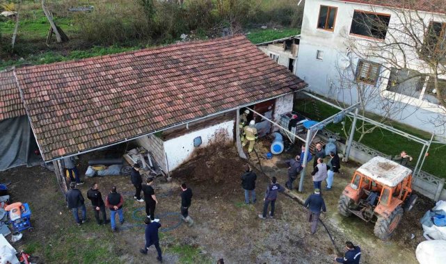 Samanlıkta çıkan yangına zamanında müdahale