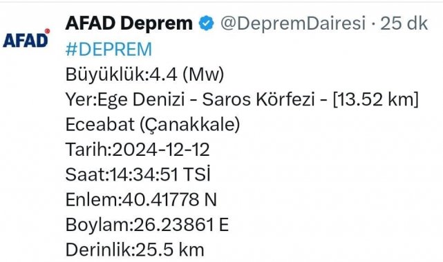 Saros Körfezi'ndeki deprem Keşan'da da hissedildi