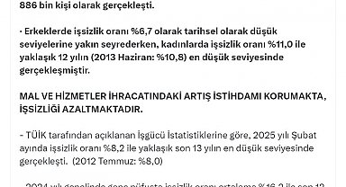 Bakan Bolat: İşsizlik oranı son 13 yılın en düşük seviyesinde