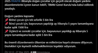 Bakan Göktaş: Doğum yardımını içeren kanun teklifi yasalaştı